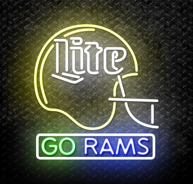Miller Lite Go Ram NFL St.Louis Rams Helmet Neon Sign For Sale ...
